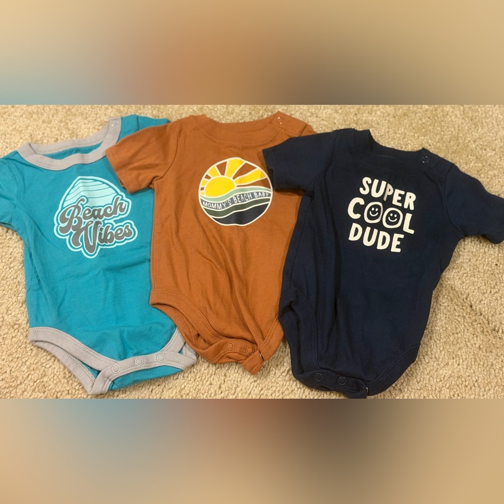 Garanimals Teal, Orange, and Navy Bodysuit Trio